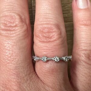 Sonia B 14 K white gold diamond stackable ring